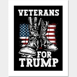 Veterans For Trump 2024 Vintage American Flag Posters and Art